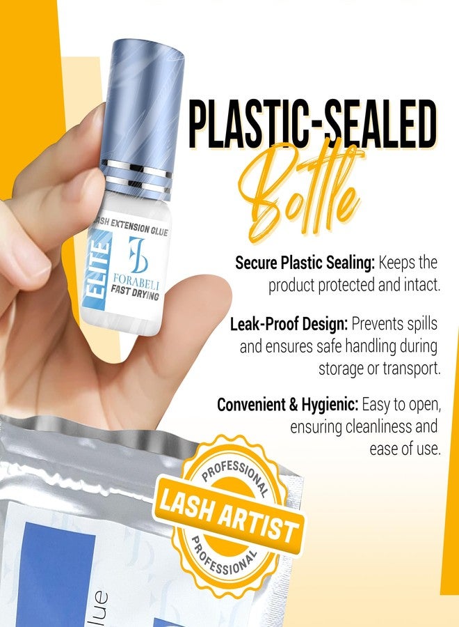 Forabeli Elite Eyelash Extension Glue - 1 Sec Fast Dry, 7 Week Retention, Maximum Bonding Power, Black Lash Adhesive for Professional Use - Image 3