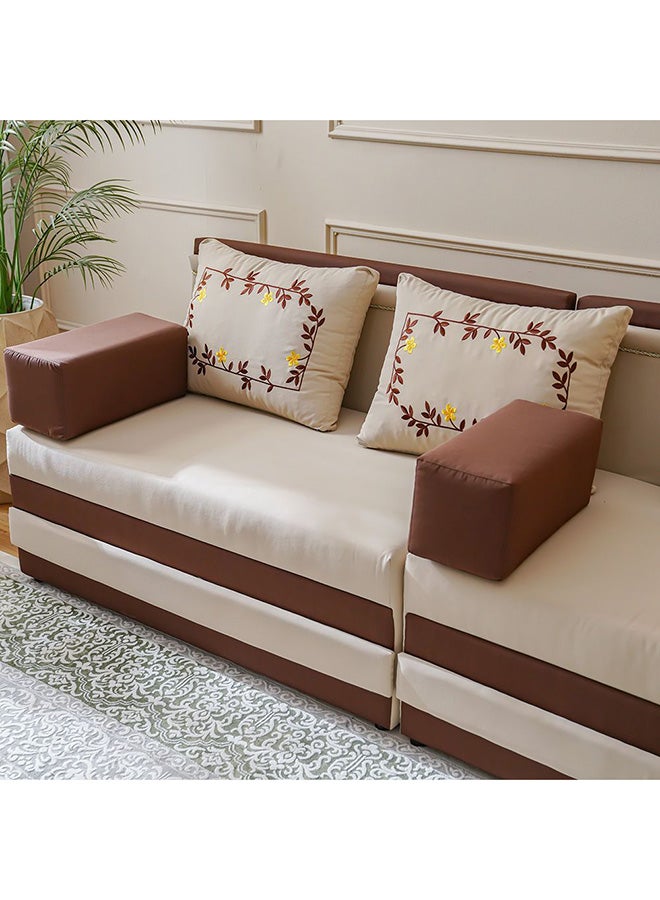 DANUBE HOME Arabian Majlis Sofa | 2-Seater Outdoor Sofa | Fabric Upholstered Garden Furniture | Modern Design Lounge Sofa | Outdoor Seating Chair For Patio Lawn Garden-Brown - Image 4