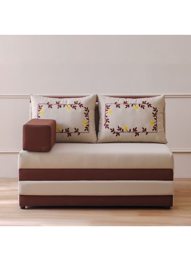 Arabian Majlis Sofa | 2-Seater Outdoor Sofa | Fabric Upholstered Garden Furniture | Modern Design Lounge Sofa | Outdoor Seating Chair For Patio Lawn Garden-Brown