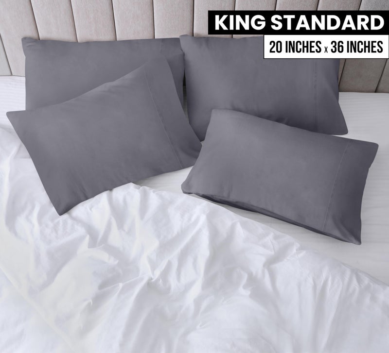 Utopia Bedding King Standard Pillow Cases - 4 Pack - Envelope Closure - Soft Brushed Microfiber Fabric - Shrinkage and Fade Resistant Pillow Covers 20 X 36 Inches (King Std, Grey) - Image 2