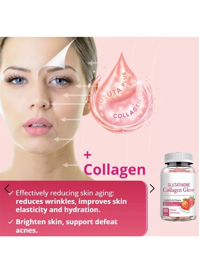 Ocean Glutathione Collagen Glow Gummies, Anti Aging Formula, Skin Whiteningt and Brightening Vitamins, A Bear Shaped Gummie, Dietary Supplement - Image 2