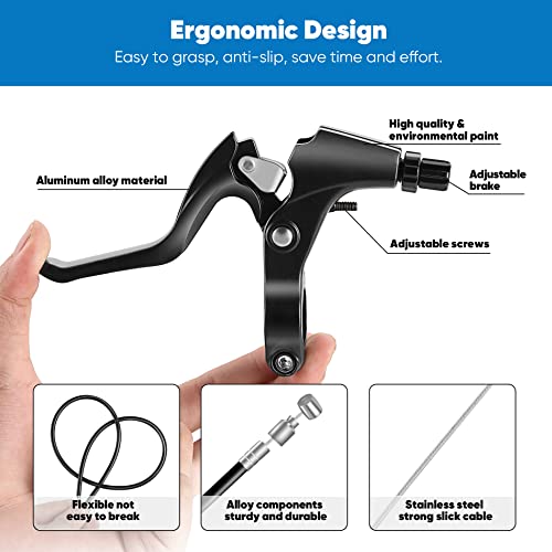 Hmseng V-Type Bike Brake Set, Complete Universal Bike Front and Rear MTB Brake, Bicycle Brakes, Inner and Outer Cables, Include Brakes Lever Calipers Multi-Tool Wrenches-Dark Black - Image 4