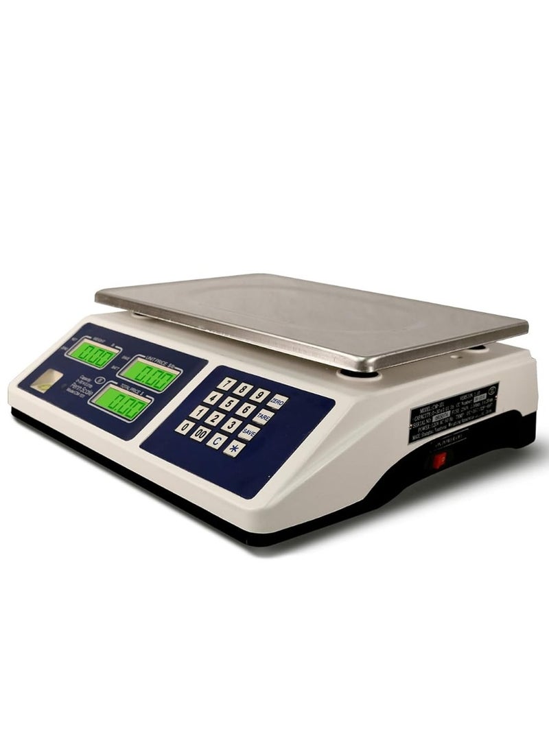 مقياس حساب السعر الرقمي عالي الكفاءة 66 رطل/30 كجم للاستخدام التجاري، شاشة LCD مزدوجة، منصة من الفولاذ المقاوم للصدأ، بطارية قابلة لإعادة الشحن، مثالي للفواكه والخضروات واللحوم والمنتجات - Image 1