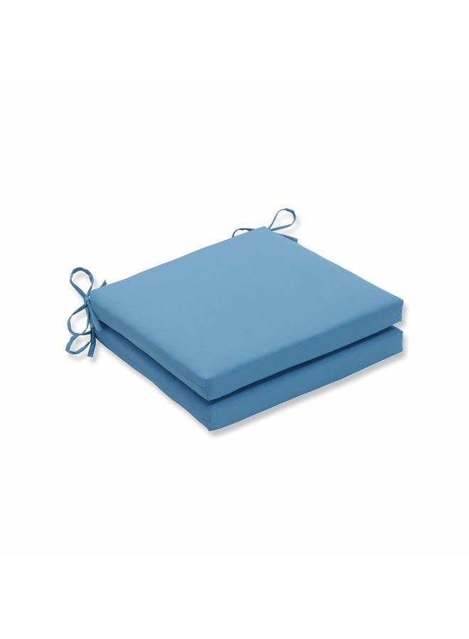 Pillow Perfect Outdoor/Indoor Veranda Turquoise Squared Corners Seat Cushion 20x20x3 (Set of 2),Blue - Image 1