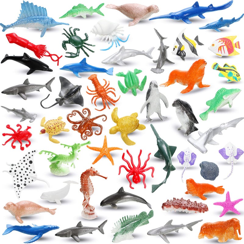 Hungdao 96 Pieces Ocean Sea Animals Plastic Realistic Marine Animal Figurines Mini Under The Sea Decorations Bulk for Educational Party Easter Eggs Stuffers Goody Bag Filler - Image 1