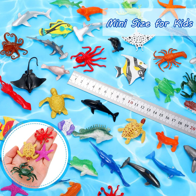 Hungdao 96 Pieces Ocean Sea Animals Plastic Realistic Marine Animal Figurines Mini Under The Sea Decorations Bulk for Educational Party Easter Eggs Stuffers Goody Bag Filler - Image 2