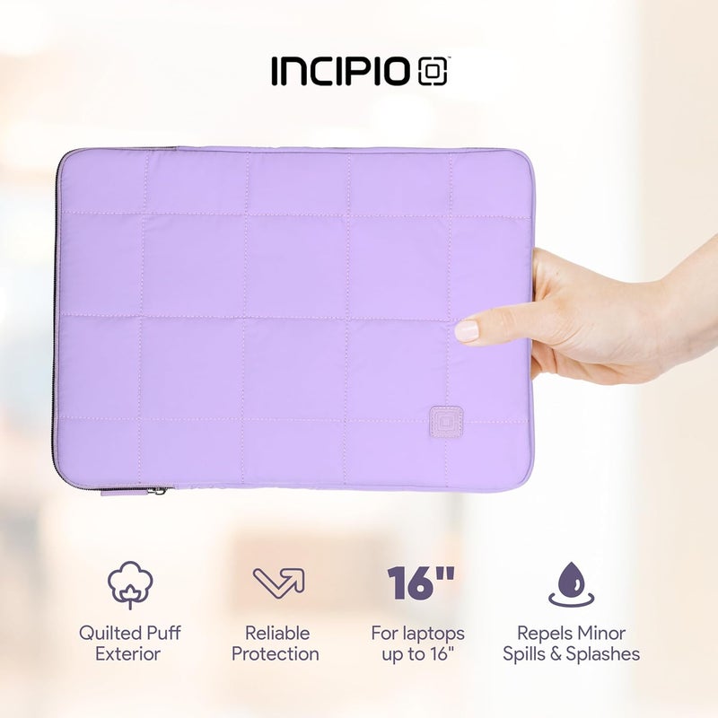 إنسيبيو Incipio - حافظة كمبيوتر محمول، باف 16 بوصة ناعمة، غطاء واقي مبطّن لأجهزة الكمبيوتر المحمولة والألترابوك وأجهزة MacBook، سحابات سلسة ووسادة ممتصة للصدمات (لافندر) - Image 2