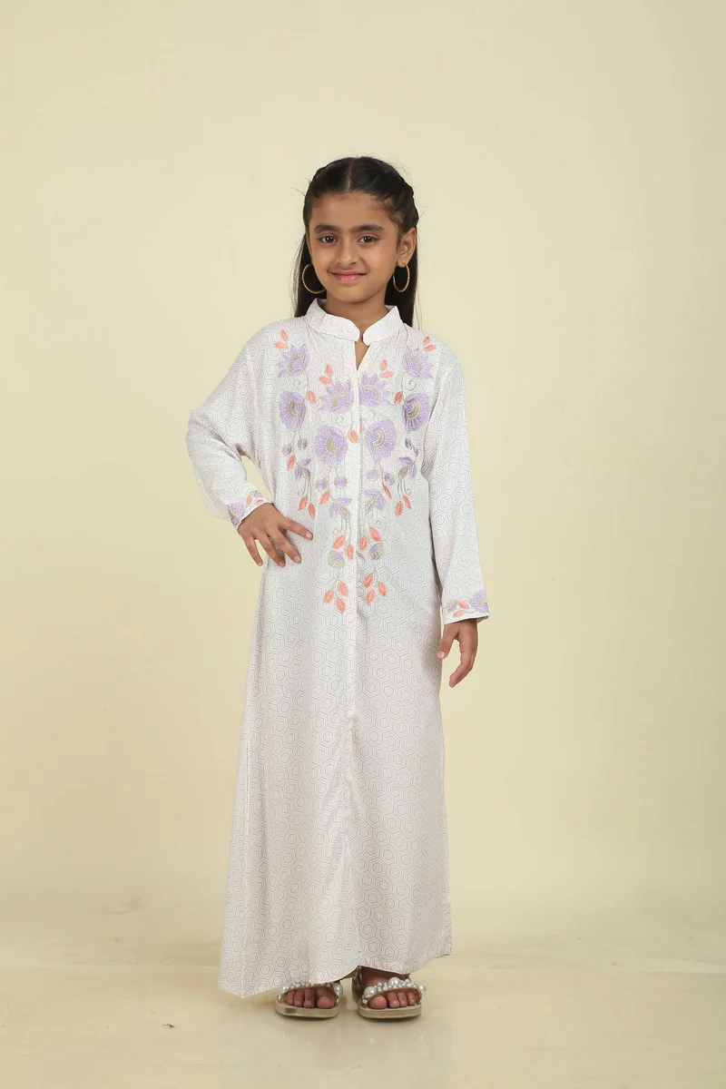 HANA & SARA Unique Long Girls Trendy Printed Arabic Jalabiya