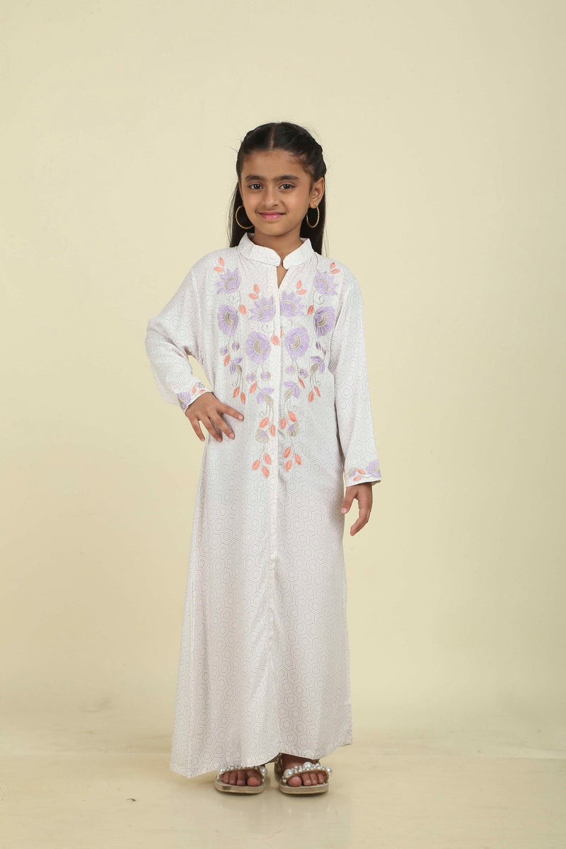 HANA & SARA Unique Long Girls Trendy Printed Arabic Jalabiya - Image 2