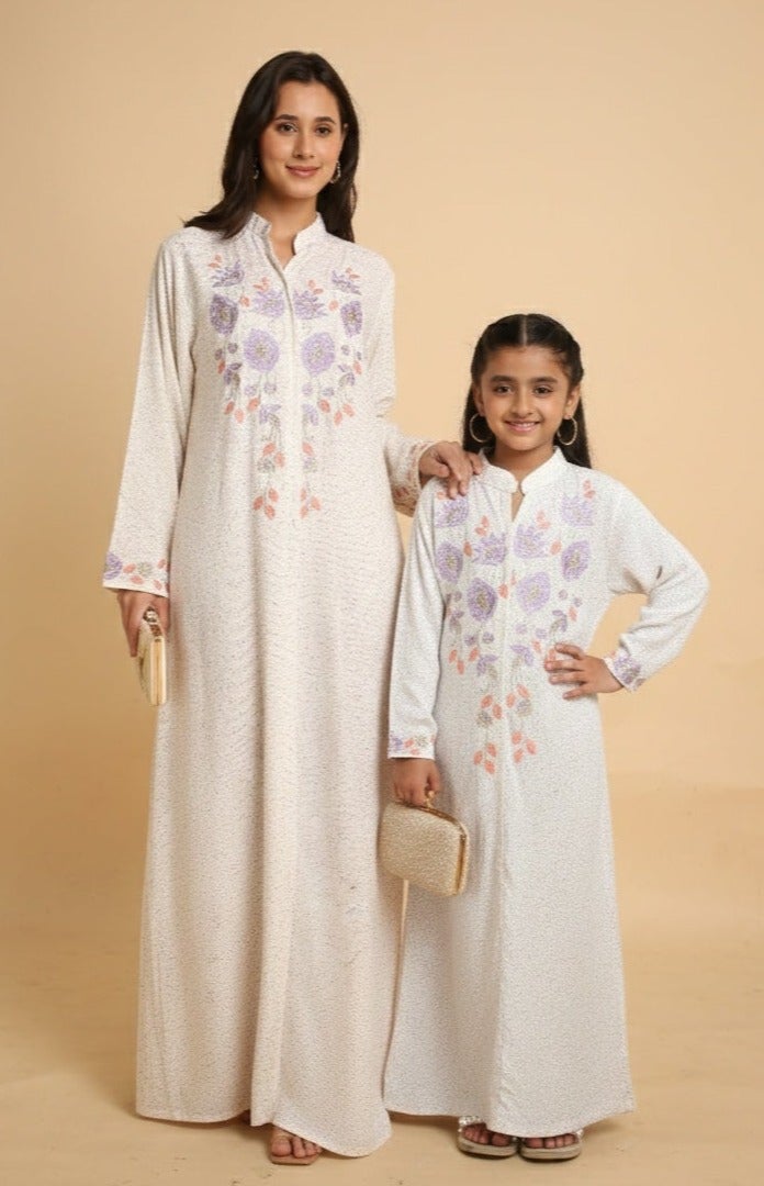 HANA & SARA Unique Long Girls Trendy Printed Arabic Jalabiya - Image 1
