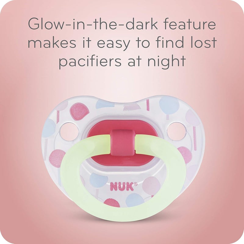 NUK Orthodontic Pacifiers for Girls, 0-6 Months, 2-Pack - Image 3