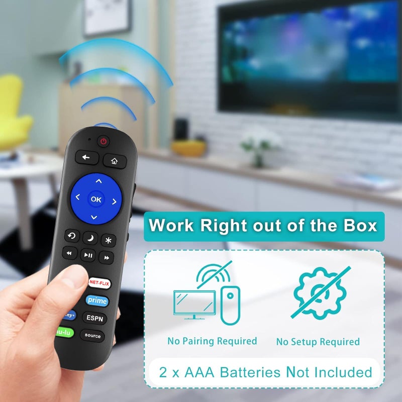 Yimaut (Pack of 2) Replacement Remote Compatible with Roku TV Remote, for Hisense/Onn/TCL/Element/Sharp/Hitachi/LG/Sanyo/JVC/Magnavox/RCA/Philips/Westinghouse Roku Built-in Smart TV - Image 4