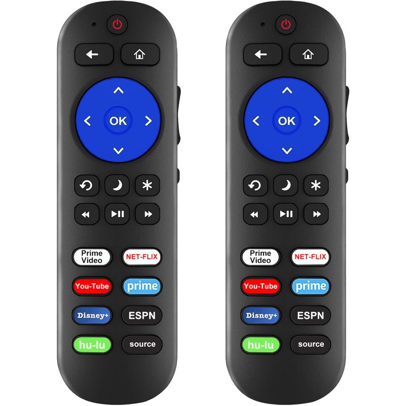 Yimaut (Pack of 2) Replacement Remote Compatible with Roku TV Remote, for Hisense/Onn/TCL/Element/Sharp/Hitachi/LG/Sanyo/JVC/Magnavox/RCA/Philips/Westinghouse Roku Built-in Smart TV - Image 1