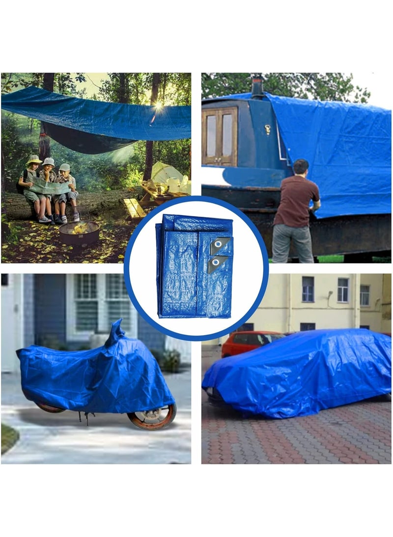 Midwest Blue Tarpaulin Waterproof Heavy Duty – UV Resistant Plastic Cover Sheet with Reinforced Edges & Rustproof Grommets – All Weather Protection - Image 4