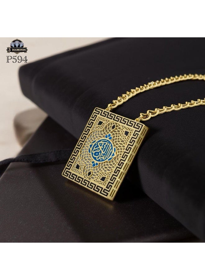 3Diamonds Gold-Plated Rectangular Pendant with Islamic Motif – Elegant Chain by 3Diamonds  - Image 4