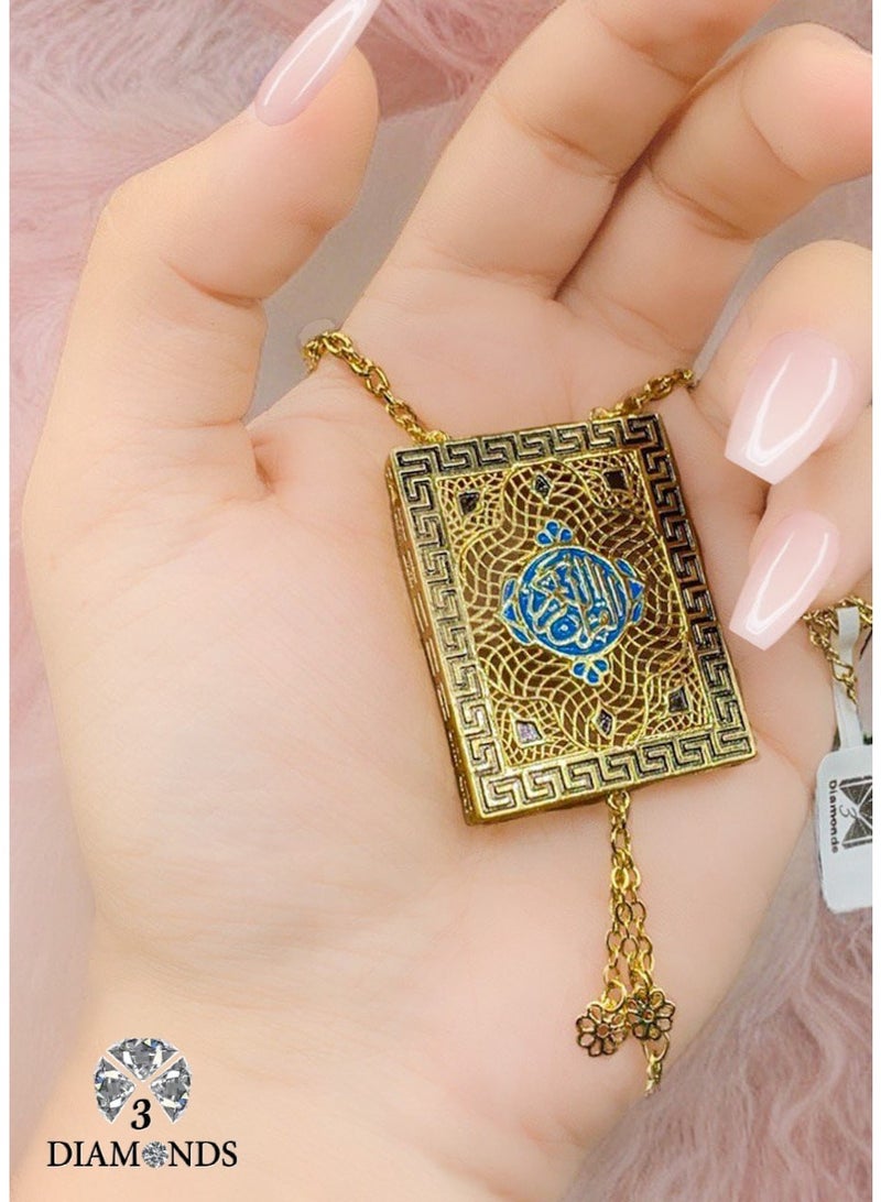 3Diamonds Gold-Plated Rectangular Pendant with Islamic Motif – Elegant Chain by 3Diamonds  - Image 2