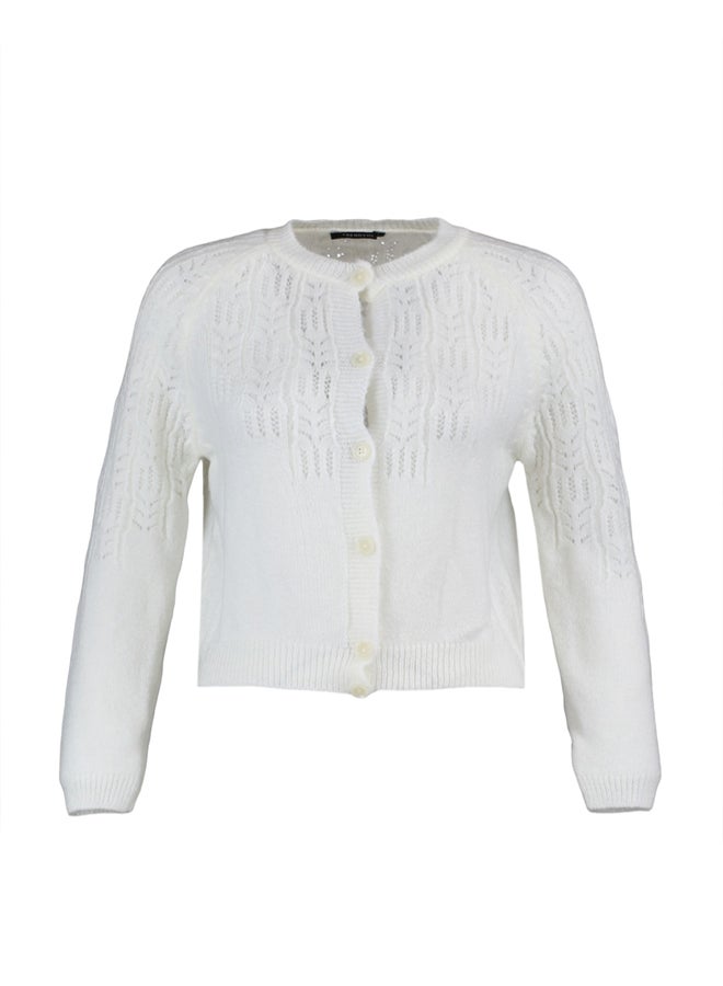 trendyol Ecru Soft Textured Openwork/Perforated Knitwear Cardigan - Image 5