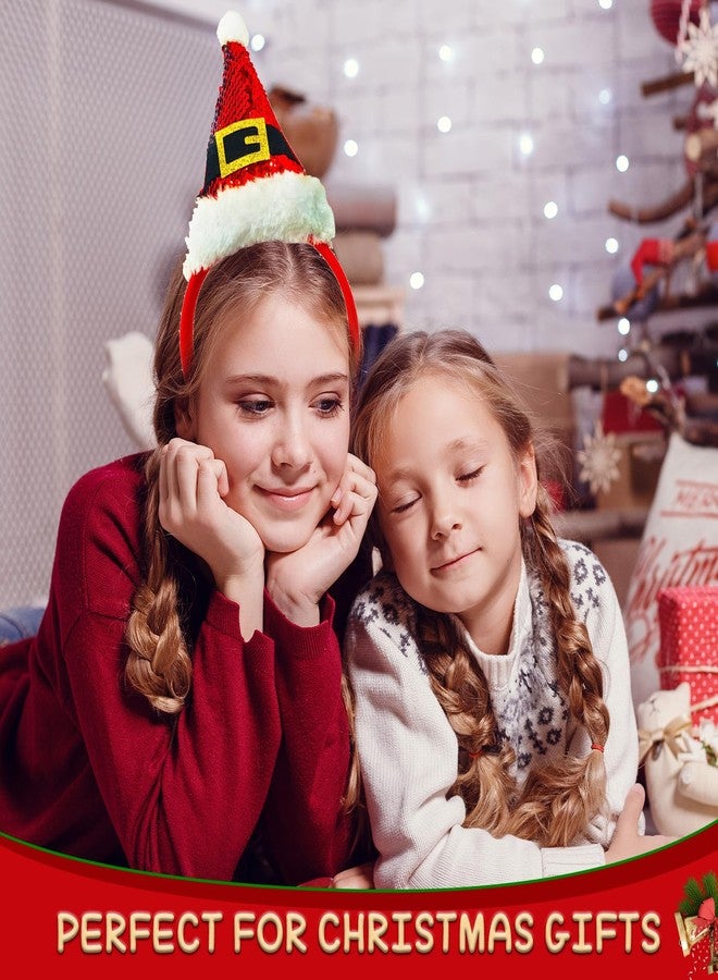 Macute Christmas Santa Hat Headbands for Women Classic Red Santa Hat Headband Sequin Hairbands Party Princess Cosplay Costume Hair Accessories - Image 3