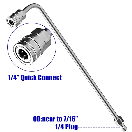 M MINGLE Pressure Washer Wand Extension, 90 Degree Curved Angled, Undercarriage and Gutter Cleaner Attachment, 1/4 Inch Quick Connect, 14 Inch - Image 2