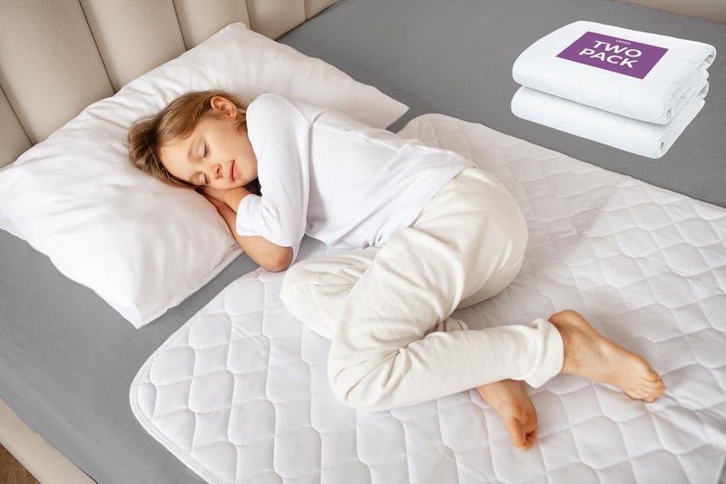 Lynmark® 2x Potty Training Bed Pads for Waterproof Protection, Bed Protector Best for Potty Training, Incontinence & Bedwetting Toddlers & Children, Lifesaver for Your Mattress & Sheet 33" x 27" White - Image 1