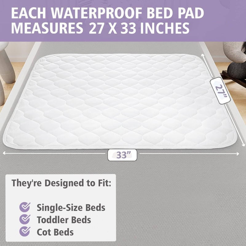 Lynmark® 2x Potty Training Bed Pads for Waterproof Protection, Bed Protector Best for Potty Training, Incontinence & Bedwetting Toddlers & Children, Lifesaver for Your Mattress & Sheet 33" x 27" White - Image 3