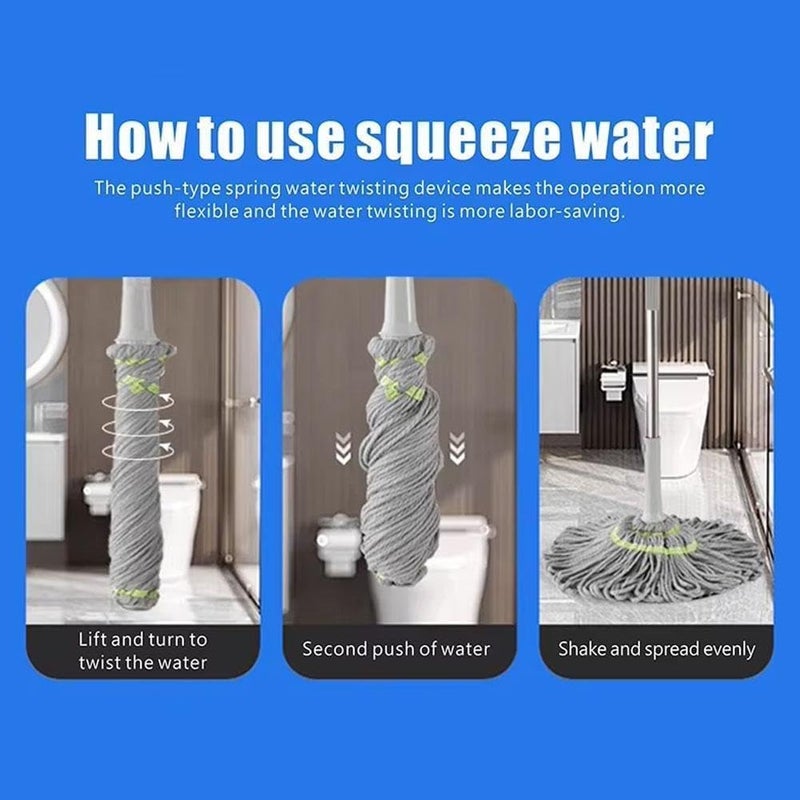 Calyrex Microfiber Twist Mop Hand Release Washing Mop for Floor Cleaning DryWet Mops with Wringer Removable Washable Heads Long Handle Scouring Pad - Image 4
