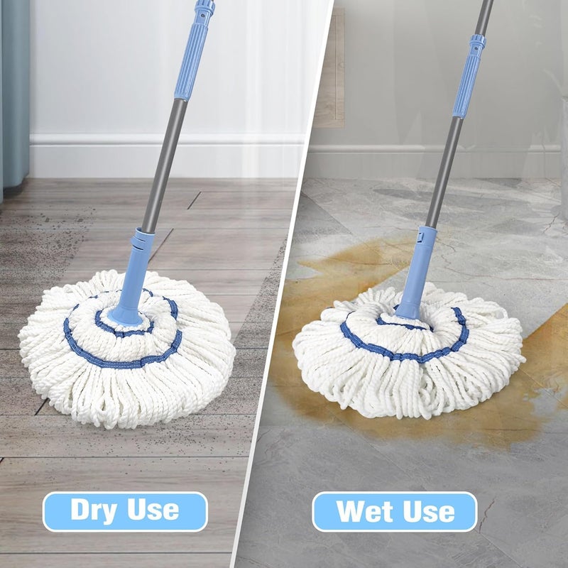 Calyrex Microfiber Twist Mop Hand Release Washing Mop for Floor Cleaning DryWet Mops with Wringer Removable Washable Heads Long Handle Scouring Pad - Image 3