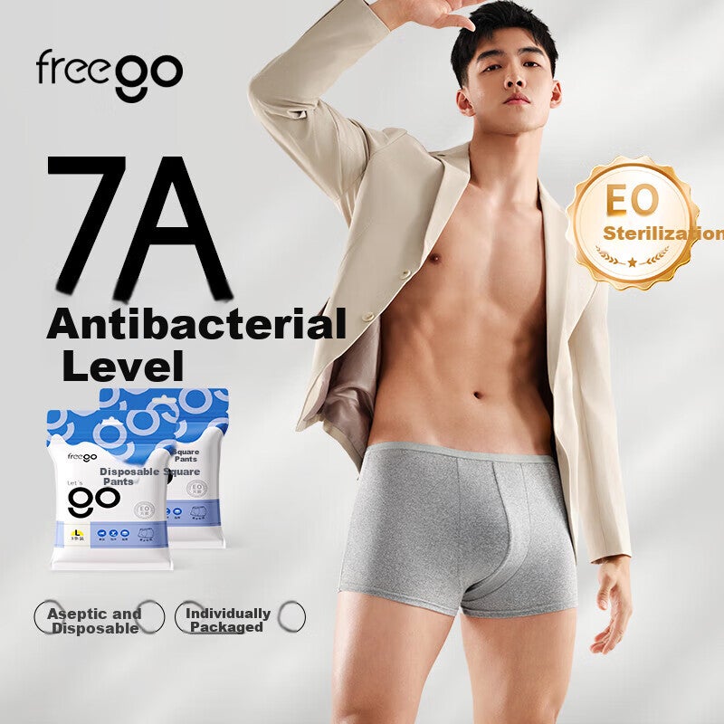 Freego Disposable Men's Boxer Briefs, Extra Large Size, Travel-Friendly, Sterilized, 6 Individually Packaged, XL - Image 1