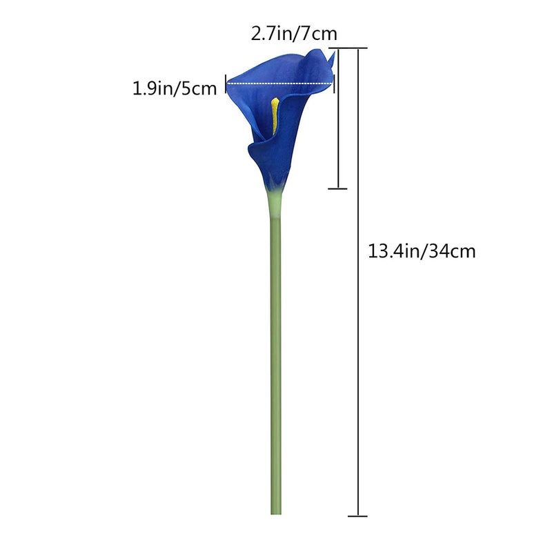 Faylapa 20 Pcs Artificial Calla Lily Real Touch Flowes Fake Flowers Wedding Bouquets Home Floral Decorations (Royal Blue) - Image 4
