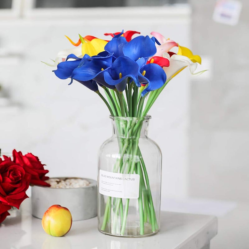 Faylapa 20 Pcs Artificial Calla Lily Real Touch Flowes Fake Flowers Wedding Bouquets Home Floral Decorations (Royal Blue) - Image 5