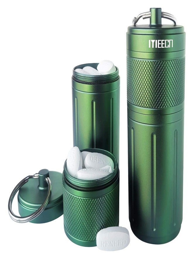 MEECN Two Layer Large Pill Organizer, Aluminum Container, Waterproof, can Store Pills Anything Sizes, Vitamins, Cod Liver Oil, Supplements and Medication, Rv Products, Size:1.6 x 1.6 x 4.4 in (Green - Image 1
