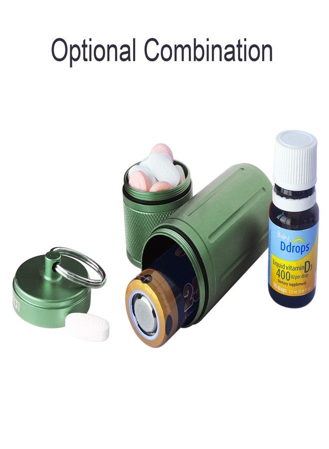 MEECN Two Layer Large Pill Organizer, Aluminum Container, Waterproof, can Store Pills Anything Sizes, Vitamins, Cod Liver Oil, Supplements and Medication, Rv Products, Size:1.6 x 1.6 x 4.4 in (Green - Image 3