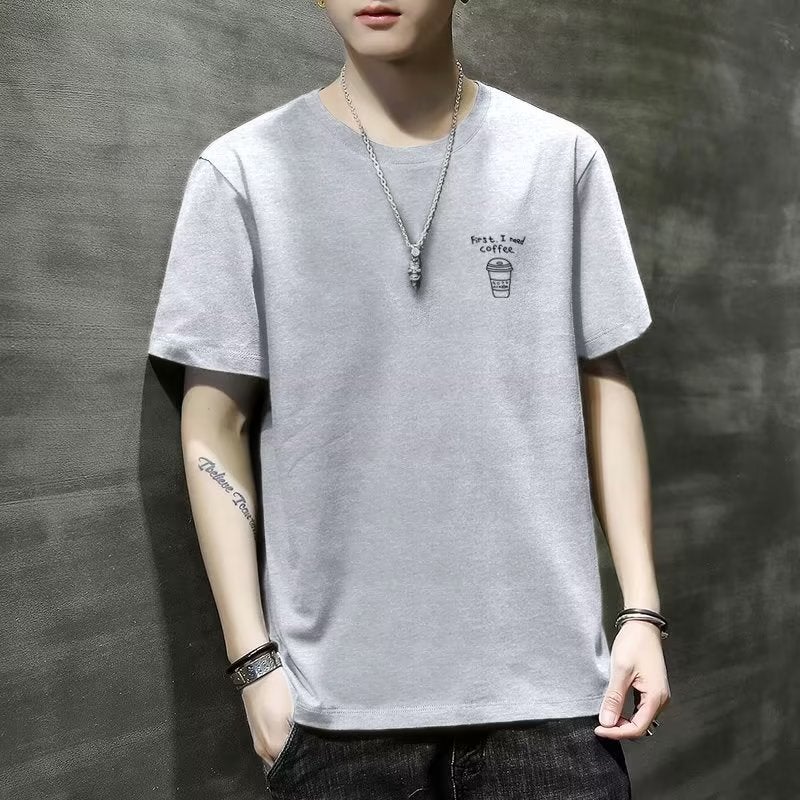 Printed short-sleeved T-shirt men's loose plus size trendy brand summer 2023 new trendy half-sleeved round neck men's T-shirt - Image 5
