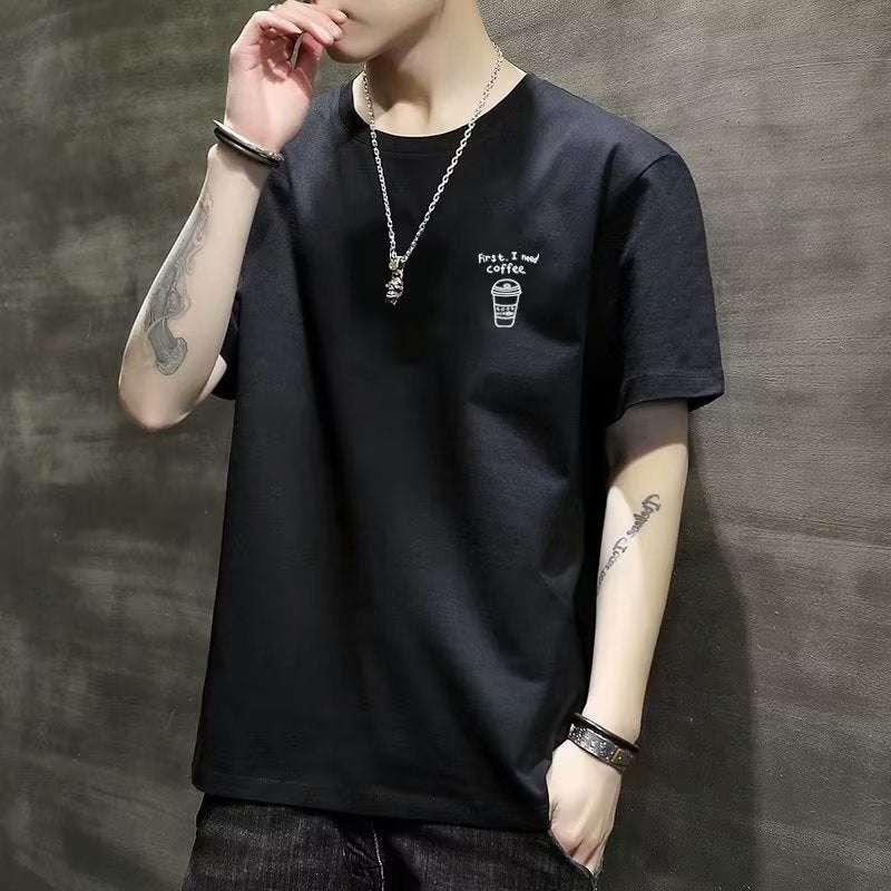 Printed short-sleeved T-shirt men's loose plus size trendy brand summer 2023 new trendy half-sleeved round neck men's T-shirt - Image 3
