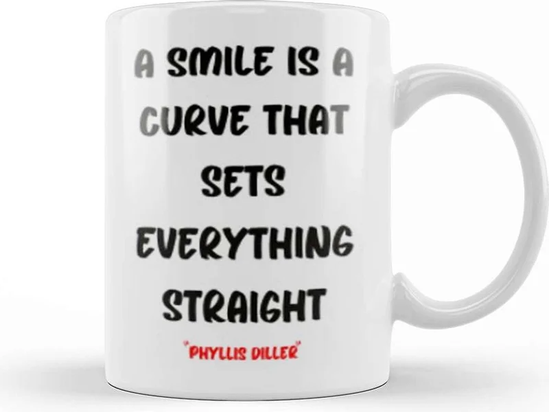Baskı Dükkanı Print Shop Smile Emoji Quotes Funny Love Gift Mug Porcelain