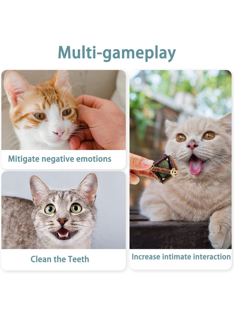4 Pcs Cat Toy Mint Ball,Teeth Grinding Chew Catnip Toys for Cat,Natural Wood Rolling Exquisite Ball, Chasing Toy Supplies,Increasing Appetite and Cleaning the Mouth,Pet Teeth Cleaning Toy - Image 2