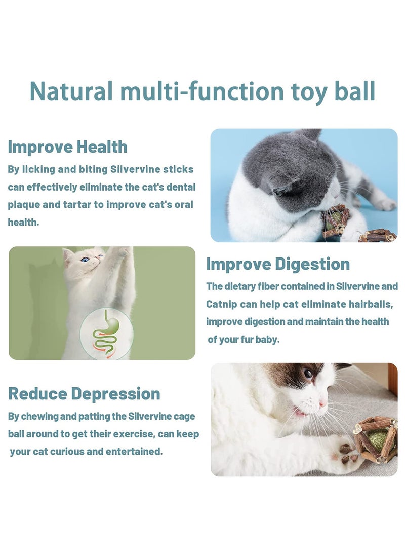 4 Pcs Cat Toy Mint Ball,Teeth Grinding Chew Catnip Toys for Cat,Natural Wood Rolling Exquisite Ball, Chasing Toy Supplies,Increasing Appetite and Cleaning the Mouth,Pet Teeth Cleaning Toy - Image 3