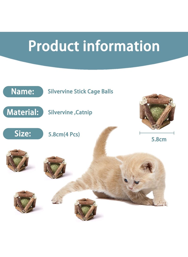 4 Pcs Cat Toy Mint Ball,Teeth Grinding Chew Catnip Toys for Cat,Natural Wood Rolling Exquisite Ball, Chasing Toy Supplies,Increasing Appetite and Cleaning the Mouth,Pet Teeth Cleaning Toy - Image 4
