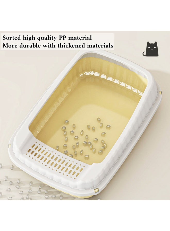NNC PETS Cat litter box with Litter scoop, Raised sides, Sand filter pedal, and Detachable design, Anti-splash cat toilet for Large-sized cats, Suitable for Indoor & Outdoor use, Easy to clean (Yellow) - Image 5