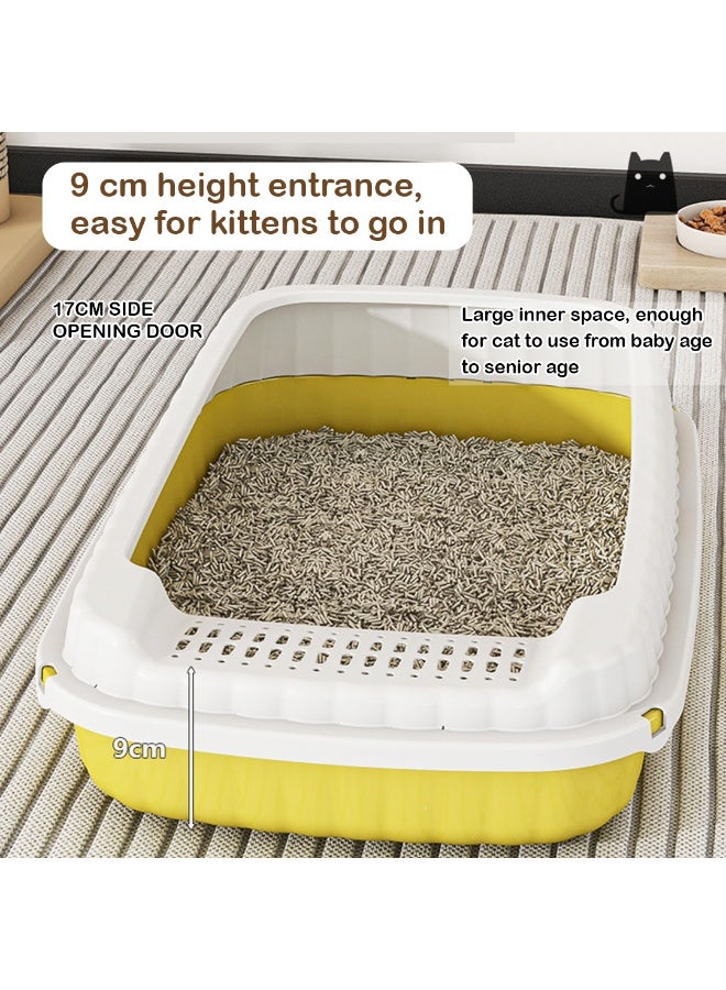 NNC PETS Cat litter box with Litter scoop, Raised sides, Sand filter pedal, and Detachable design, Anti-splash cat toilet for Large-sized cats, Suitable for Indoor & Outdoor use, Easy to clean (Yellow) - Image 4
