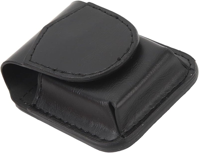 Black Leather Lighter Pouch Case with Belt Loop Magnetic Buckle and Soft Lining - Image 1
