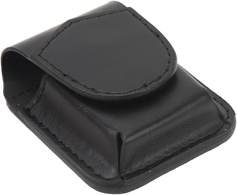 Black Leather Lighter Pouch Case with Belt Loop Magnetic Buckle and Soft Lining - Image 5