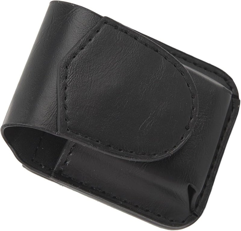 Black Leather Lighter Pouch Case with Belt Loop Magnetic Buckle and Soft Lining - Image 3