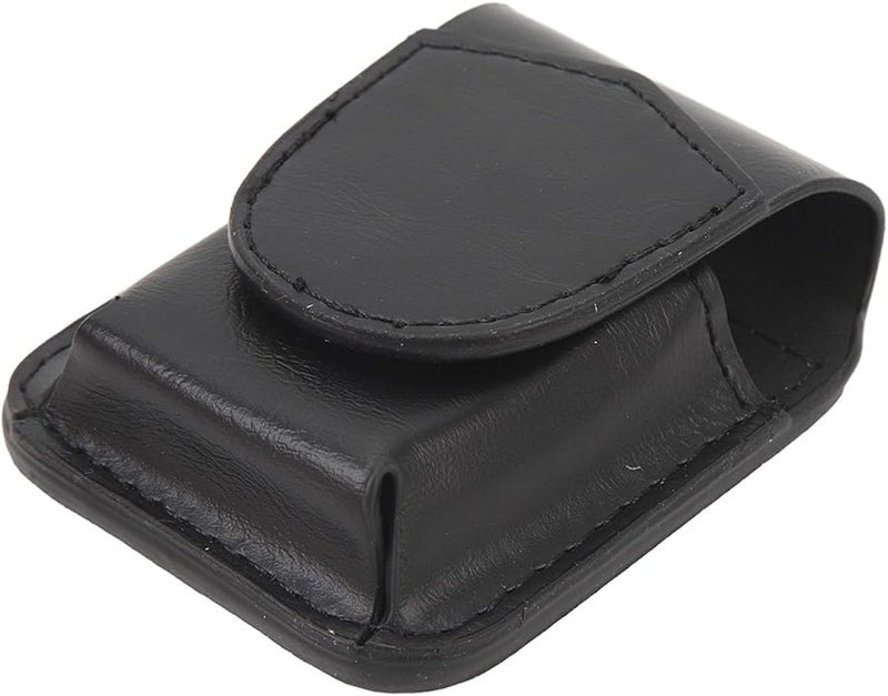 Black Leather Lighter Pouch Case with Belt Loop Magnetic Buckle and Soft Lining - Image 4