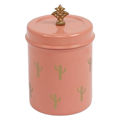 Elan Stainless Steel Food Storage Canister,Cookies Box,Kitchen Staples Storage Jar, Cactus Print -Peach - Image 2