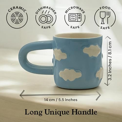 BACKKSPACE RETAIL Handcrafted Ceramic Blue Cloud Mug with Long Handle | Cloud Design | Perfect Addition to Any Coffee or Tea Lover's Collection | Microwave, Dishwasher and Food Safe | 250ml - Image 5