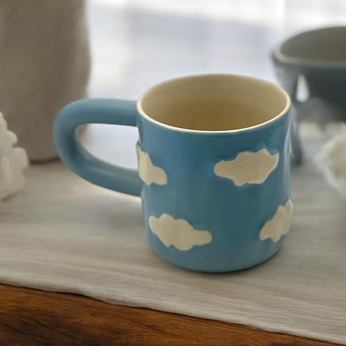 BACKKSPACE RETAIL Handcrafted Ceramic Blue Cloud Mug with Long Handle | Cloud Design | Perfect Addition to Any Coffee or Tea Lover's Collection | Microwave, Dishwasher and Food Safe | 250ml - Image 4