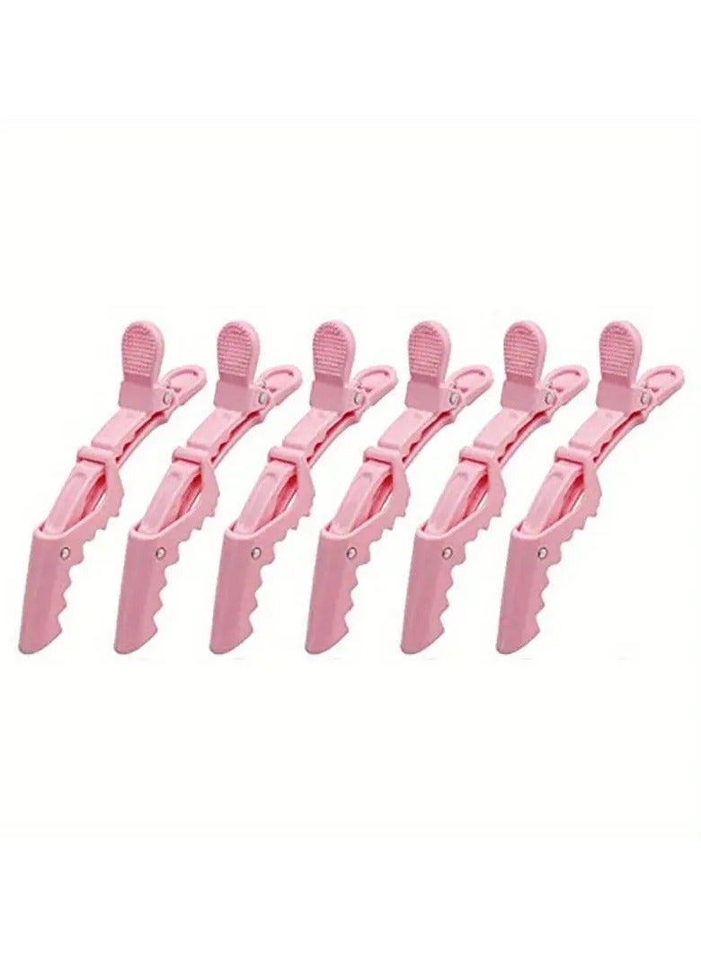 ORiTi 6Pcs Pink Alligator Clips for Hair Styling Salon Hair Clip Professional Clips Duckbill Clip Pink Hair Clips Styling Accesories for Makeup Removal and Facial Washing - Image 2
