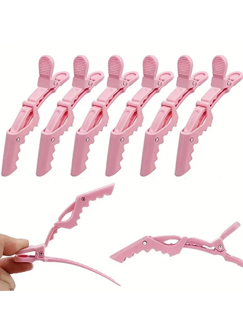 ORiTi 6Pcs Pink Alligator Clips for Hair Styling Salon Hair Clip Professional Clips Duckbill Clip Pink Hair Clips Styling Accesories for Makeup Removal and Facial Washing - Image 1