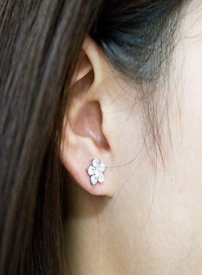 Peora American Diamond Studded Silver Plated Stud Earrings Fashion Wear Stylish Jewellery Gift for Girls & Women (PX8E138) - Image 2